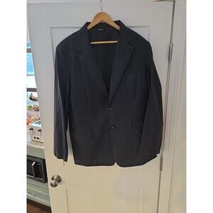 #58 LL Bean Field Blazer Mens 46R Navy 2-Button Cotton Utility Sport Coat 0KU59
